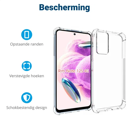 Xiaomi Redmi Note 12S Hoesje Schokbestendig en Dun TPU Transparant afbeelding 5