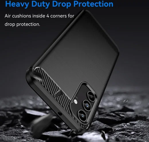 Samsung Galaxy A15 Hoesje Geborsteld TPU Flexibele Back Cover Zwart afbeelding 4