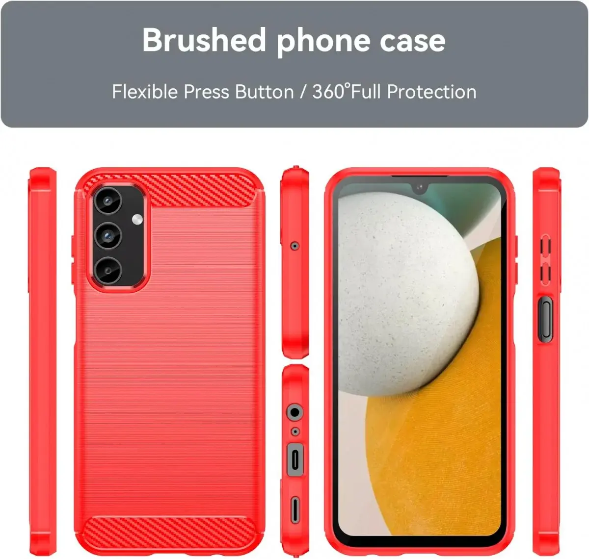 Samsung Galaxy A15 Hoesje Geborsteld TPU Flexibele Back Cover Rood afbeelding 4