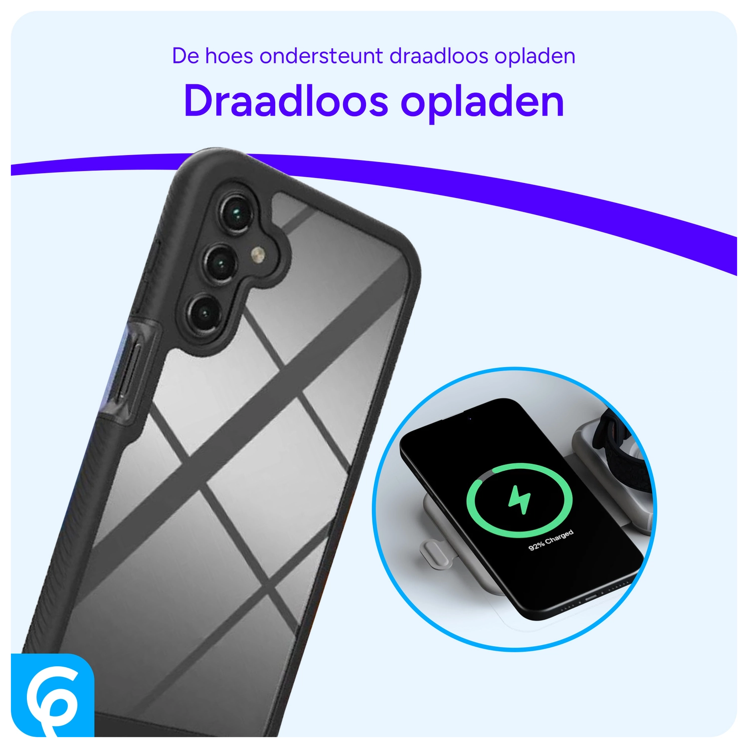 Samsung Galaxy A15 Hoesje Full Protect 360° Cover Hybride Zwart afbeelding 4