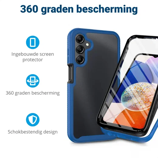 Samsung Galaxy A15 Hoesje Full Protect 360° Cover Hybride Blauw afbeelding 2