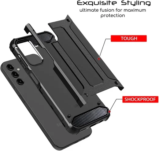 Samsung Galaxy A15 5G Hoesje Shock Proof Hybride Back Cover Zwart afbeelding 2