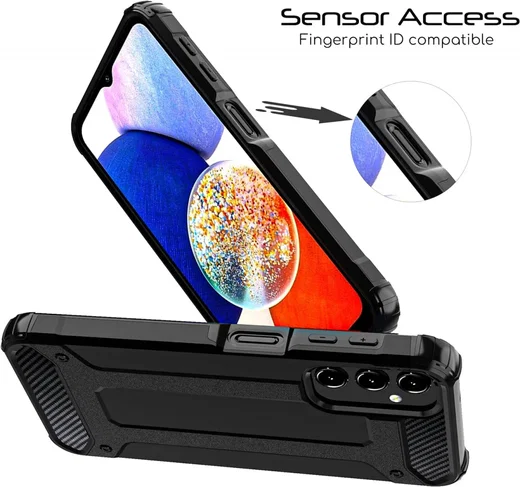 Samsung Galaxy A15 5G Hoesje Shock Proof Hybride Back Cover Zwart afbeelding 4