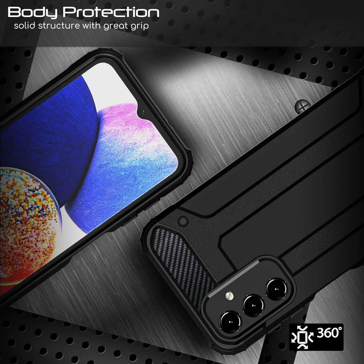 Samsung Galaxy A15 5G Hoesje Shock Proof Hybride Back Cover Zwart afbeelding 7