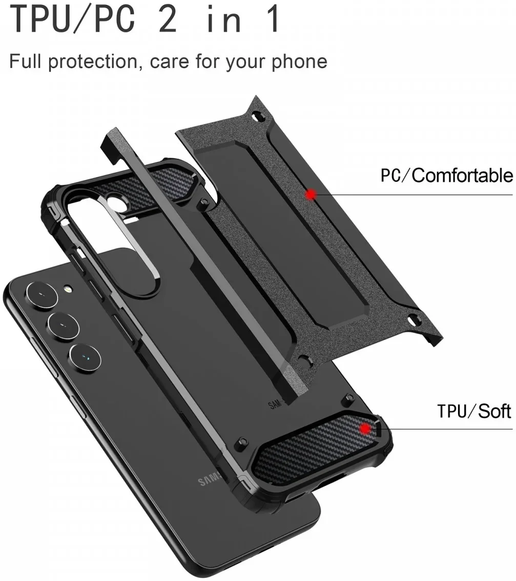 Samsung Galaxy A25 Hoesje Shock Proof Hybride Back Cover Zwart afbeelding 4