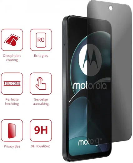 Rosso Motorola Moto G14 9H Tempered Glass Screen Protector Privacy afbeelding 2