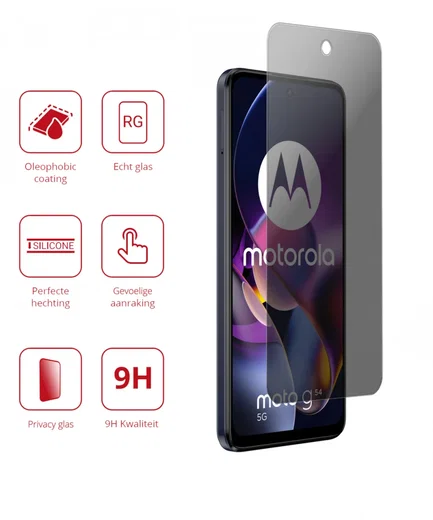 Rosso Motorola Moto G54 9H Tempered Glass Screen Protector Privacy afbeelding 2