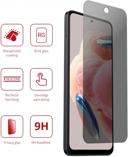 Rosso Xiaomi Redmi 12 9H Tempered Glass Screen Protector Privacy afbeelding 2