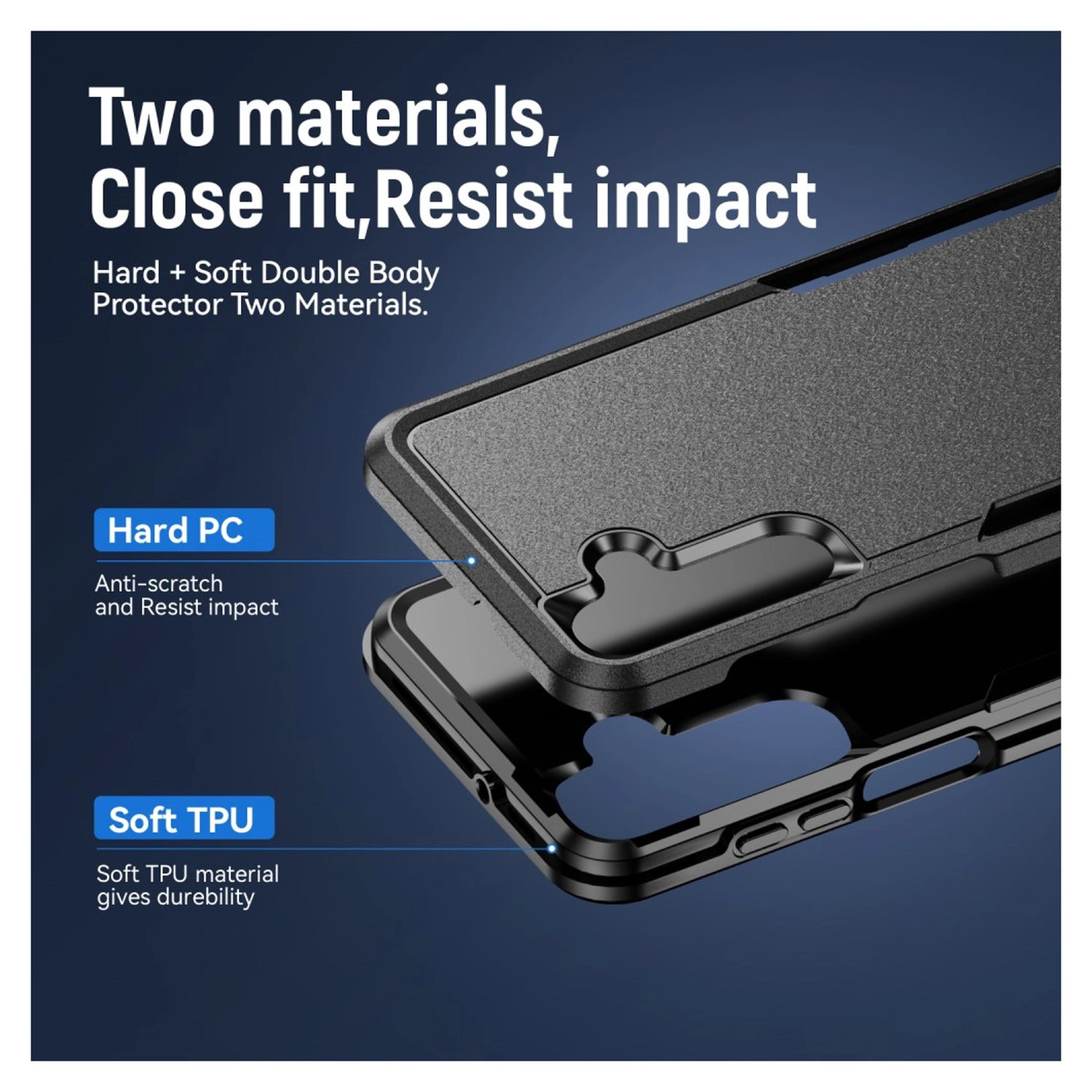 Samsung Galaxy A15 Hoesje Schokbestendige Hardcase Back Cover Zwart afbeelding 4