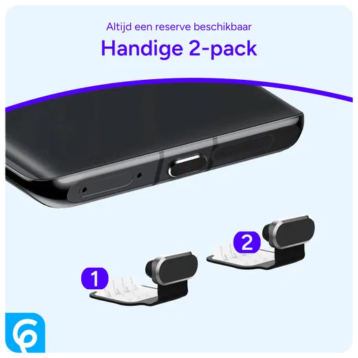 Stofdichte Plug met Plakstrip voor USB-C Poort Zwart (2-Pack) afbeelding 4