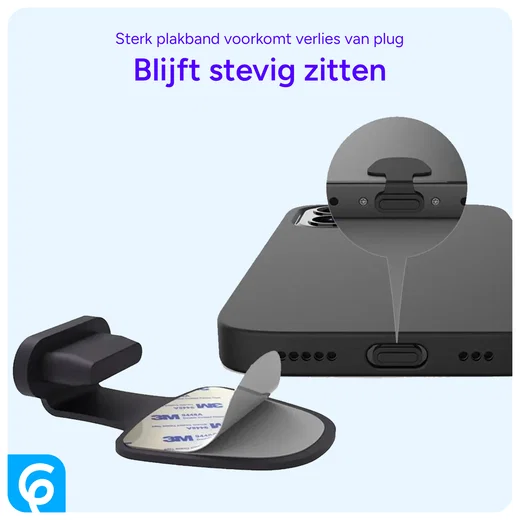 Stofdichte Plug met Plakstrip voor Lightning Poort Zwart (2-Pack) afbeelding 5