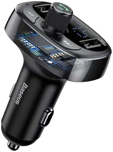 Baseus Bluetooth Muziek FM Transmitter en 3.4A USB Autolader Zwart afbeelding 1