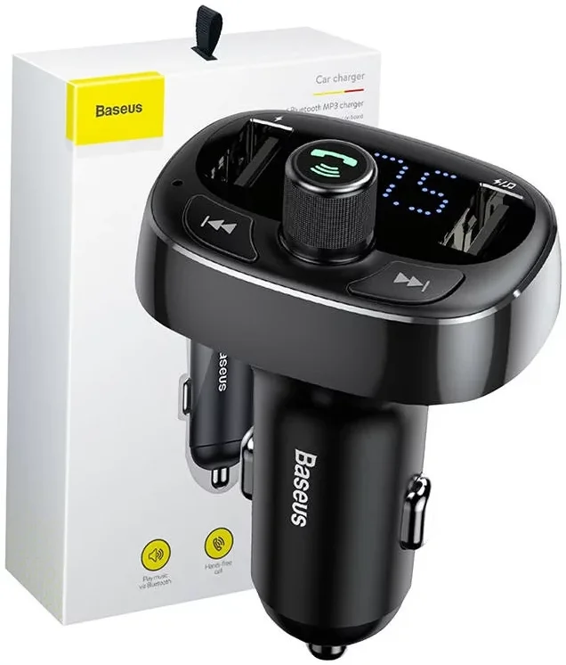 Baseus Bluetooth Muziek FM Transmitter en 3.4A USB Autolader Zwart afbeelding 3