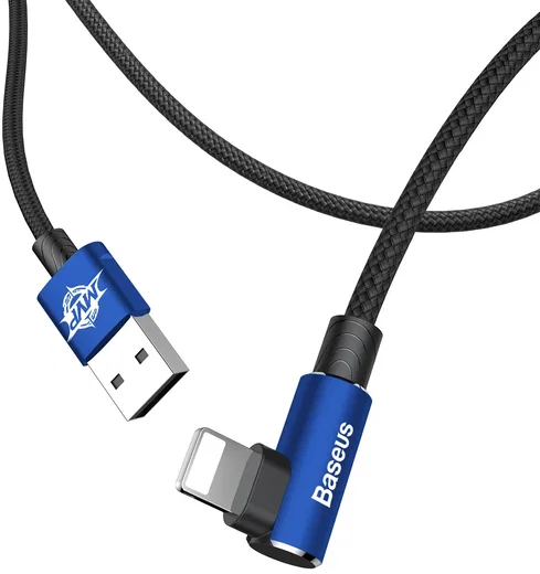Baseus MVP 90° 2A USB naar Lightning Kabel 1M Haakse Hoek Blauw afbeelding 2