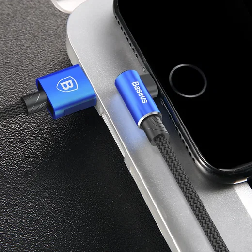 Baseus MVP 90° 2A USB naar Lightning Kabel 1M Haakse Hoek Blauw afbeelding 8