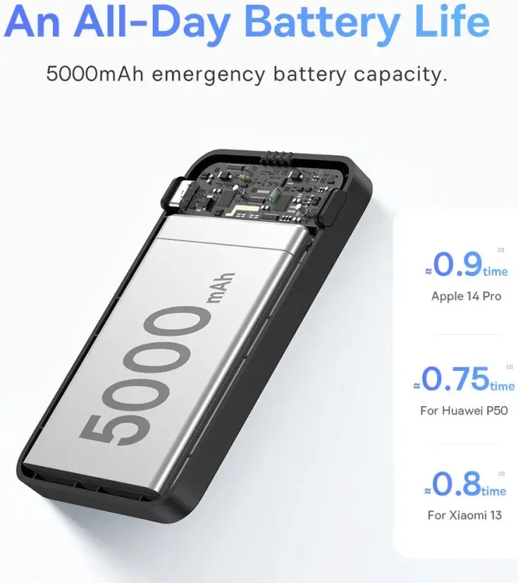 Baseus MagPro MagSafe Powerbank 20W met Standaard 5.000mAh Zwart afbeelding 6