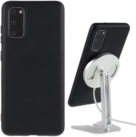 Samsung Galaxy S20 Hoesje met MagSafe Siliconen Back Cover Zwart afbeelding 2