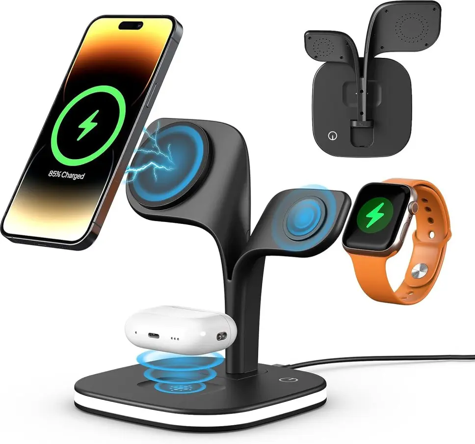 4-in-1 Station 15W Draadloze Oplader Apple iPhone/AirPods/Watch Zwart afbeelding 3