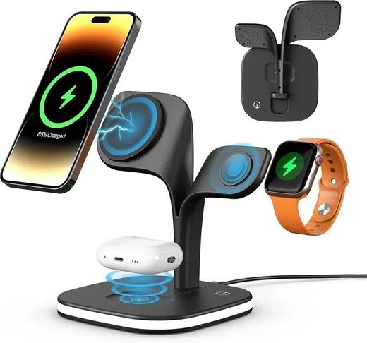 4-in-1 Station 15W Draadloze Oplader Apple iPhone/AirPods/Watch Zwart afbeelding 3