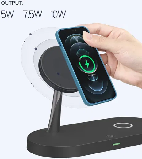 Draadloze Oplader met MagSafe voor iPhone/AirPods (Pro)/Watch Zwart afbeelding 3