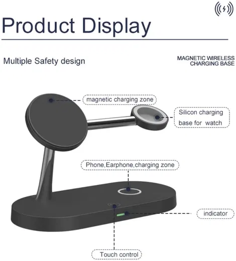 Draadloze Oplader met MagSafe voor iPhone/AirPods (Pro)/Watch Zwart afbeelding 5