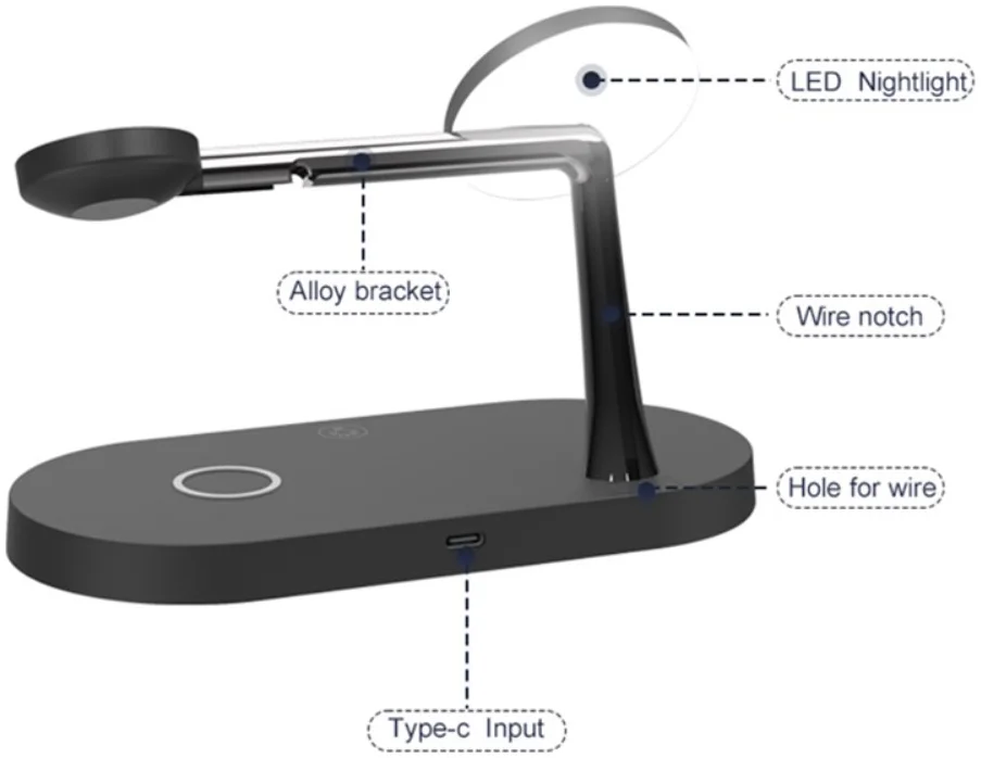 Draadloze Oplader met MagSafe voor iPhone/AirPods (Pro)/Watch Zwart afbeelding 6
