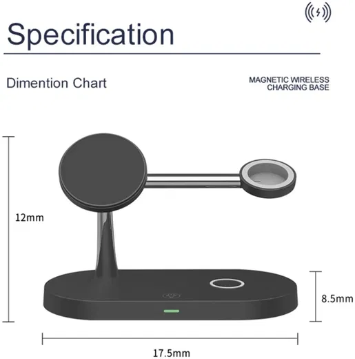 Draadloze Oplader met MagSafe voor iPhone/AirPods (Pro)/Watch Zwart afbeelding 7
