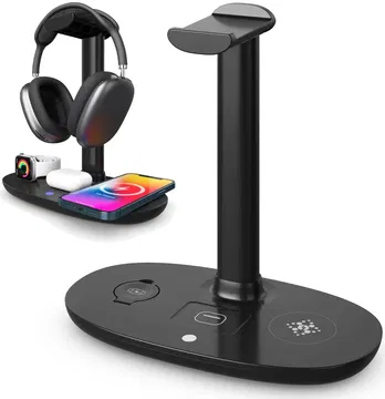 Draadloze Oplader 15W Smartphone/Watch/Oortjes met Headset Standaard