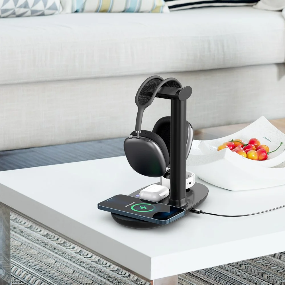 Draadloze Oplader 15W Smartphone/Watch/Oortjes met Headset Standaard afbeelding 4