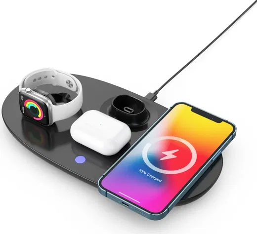 Draadloze Oplader 15W Smartphone/Watch/Oortjes met Headset Standaard afbeelding 5