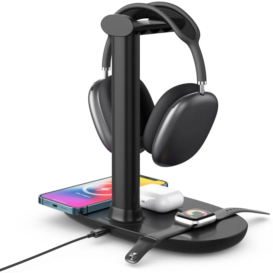 Draadloze Oplader 15W Smartphone/Watch/Oortjes met Headset Standaard afbeelding 7