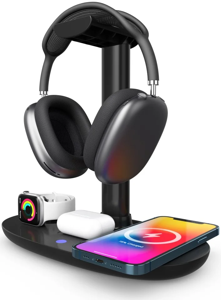 Draadloze Oplader 15W Smartphone/Watch/Oortjes met Headset Standaard afbeelding 8