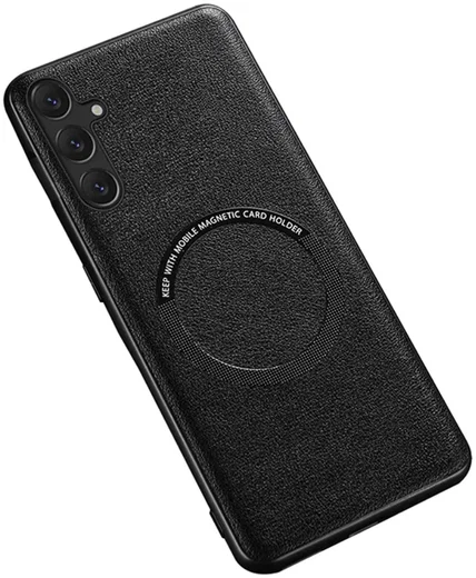 Samsung Galaxy A54 Hoesje MagSafe Kunstleer Back Cover Zwart afbeelding 1