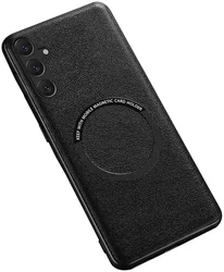 Samsung Galaxy A54 Hoesje MagSafe Kunstleer Back Cover Zwart afbeelding