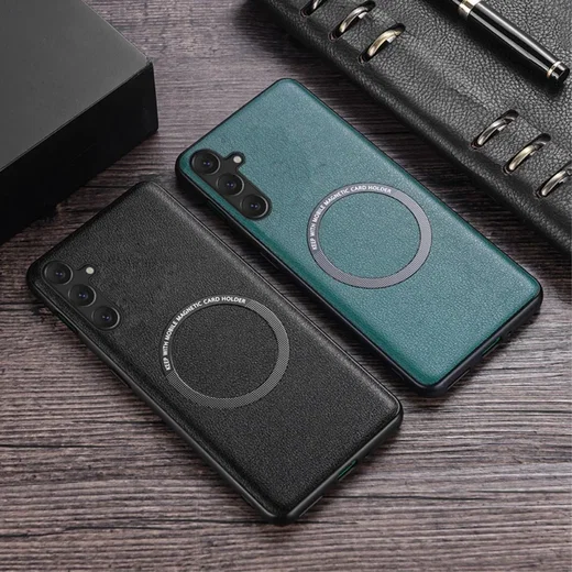 Samsung Galaxy A54 Hoesje MagSafe Kunstleer Back Cover Zwart afbeelding 3