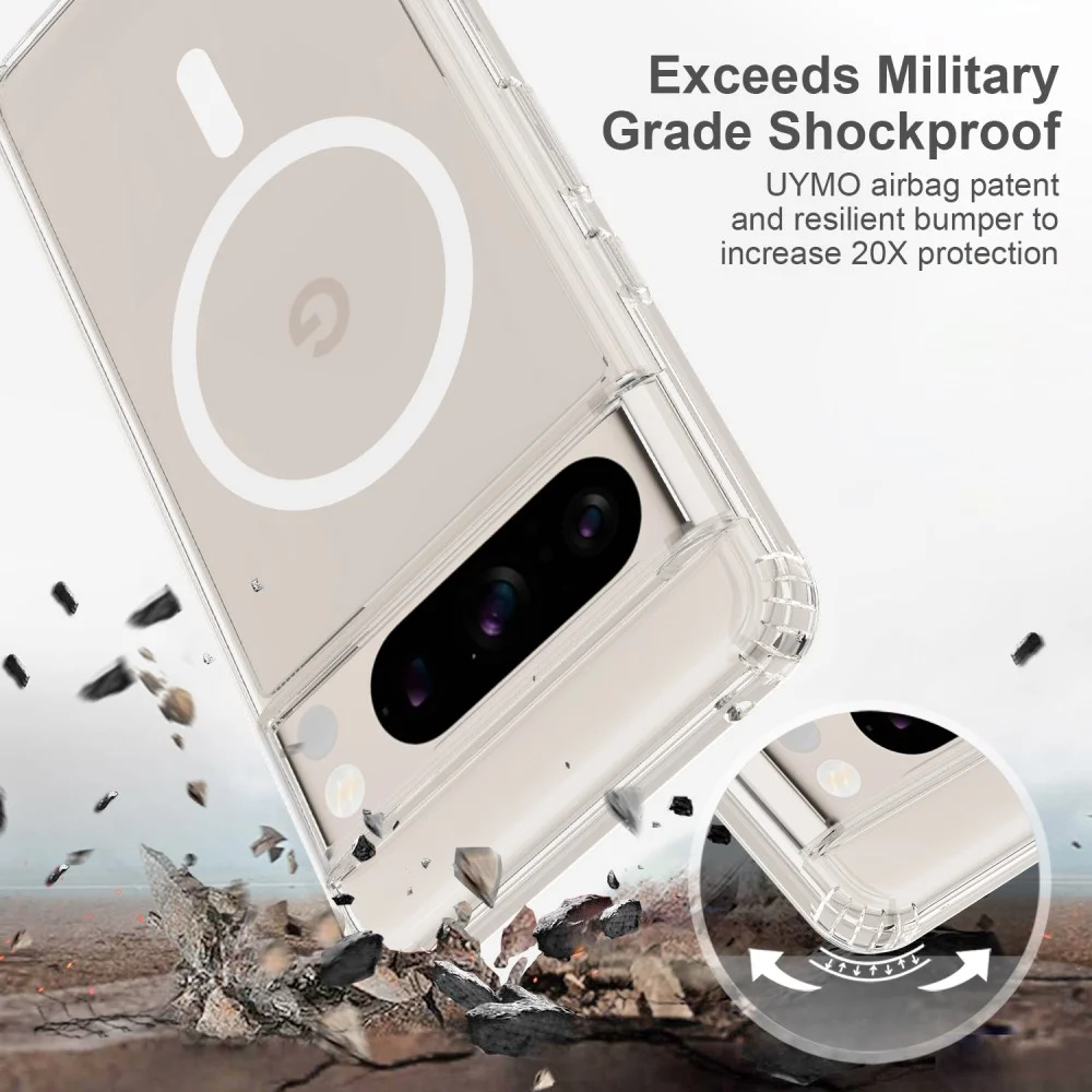 Google Pixel 8 Pro Hoesje met MagSafe Acryl Back Cover Transparant afbeelding 2