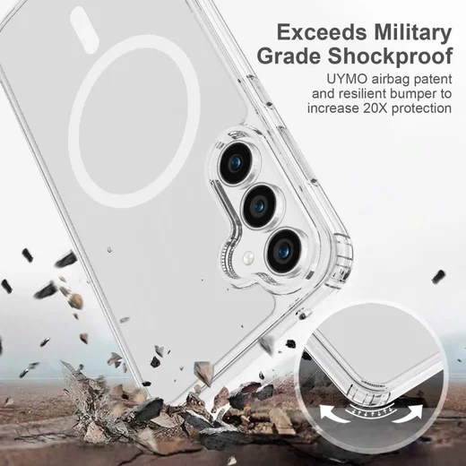 Samsung Galaxy S23 FE Hoesje met MagSafe Acryl Back Cover Transparant afbeelding 2