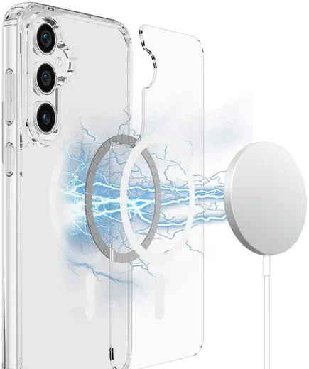Samsung Galaxy S23 FE Hoesje met MagSafe Acryl Back Cover Transparant afbeelding 3