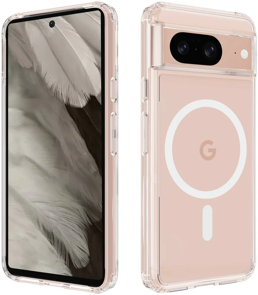 Google Pixel 8 Hoesje met MagSafe Acryl Back Cover Transparant afbeelding 1