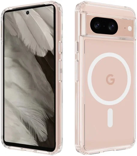 Google Pixel 8 Hoesje met MagSafe Acryl Back Cover Transparant afbeelding 1