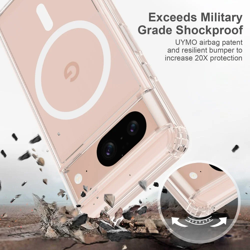Google Pixel 8 Hoesje met MagSafe Acryl Back Cover Transparant afbeelding 2