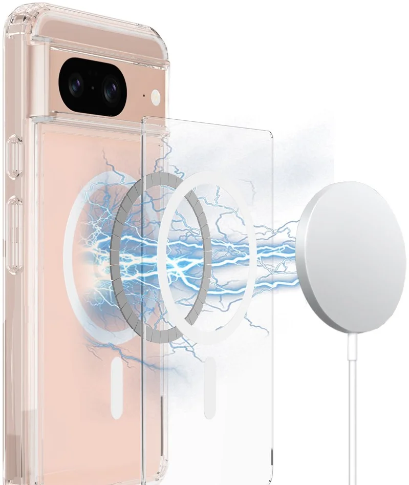Google Pixel 8 Hoesje met MagSafe Acryl Back Cover Transparant afbeelding 3