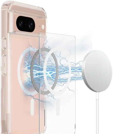 Google Pixel 8 Hoesje met MagSafe Acryl Back Cover Transparant afbeelding 3