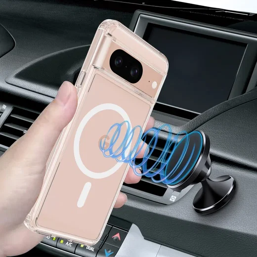 Google Pixel 8 Hoesje met MagSafe Acryl Back Cover Transparant afbeelding 4