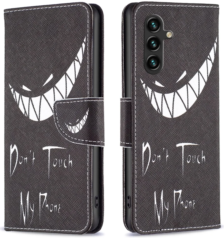 Samsung Galaxy A05s Hoesje Portemonnee Book Case Don't Touch Print afbeelding 1