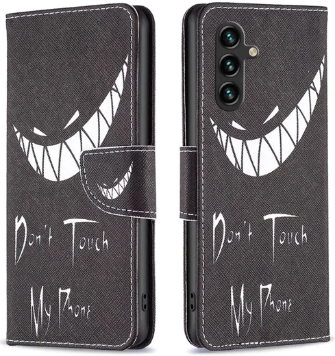 Samsung Galaxy A05s Hoesje Portemonnee Book Case Don't Touch Print afbeelding 1