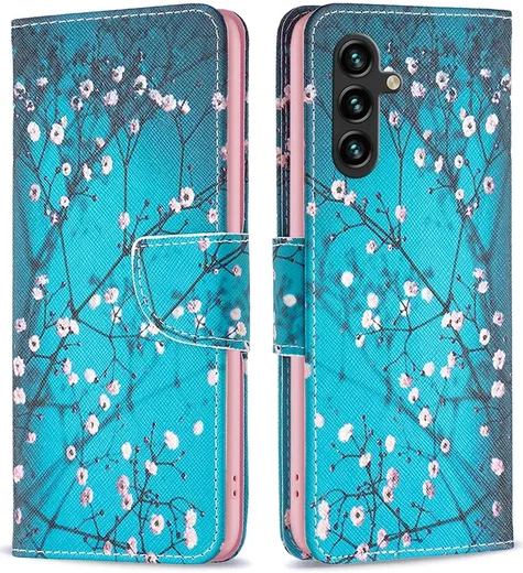 Samsung Galaxy A15 Hoesje Portemonnee Book Case Bloemen Print afbeelding 1