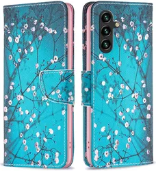 Samsung Galaxy A15 Hoesje Portemonnee Book Case Bloemen Print afbeelding