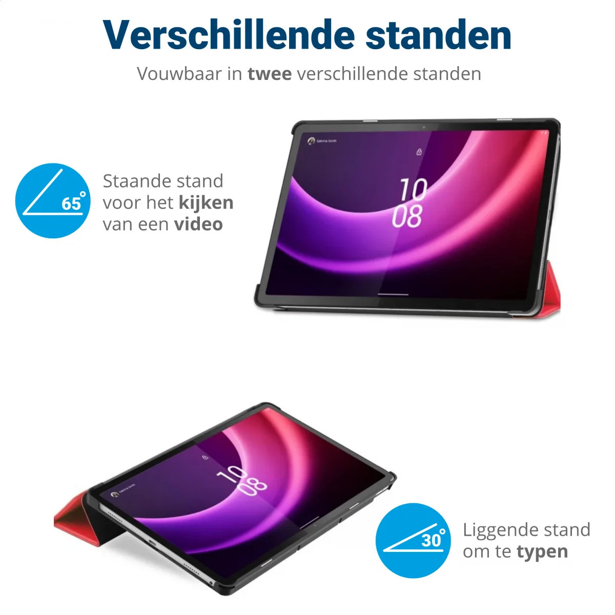 Lenovo Tab P11 Gen 2 Hoes Book Case Sleep/Wake met Standaard Rood afbeelding 6