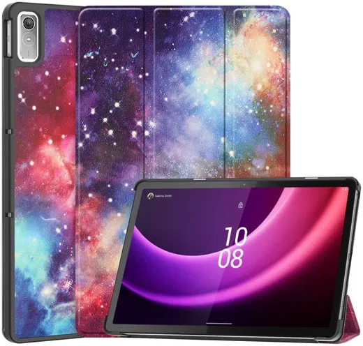 Lenovo Tab P11 Gen 2 Hoes Tri-Fold Book Case met Galaxy Print afbeelding 1